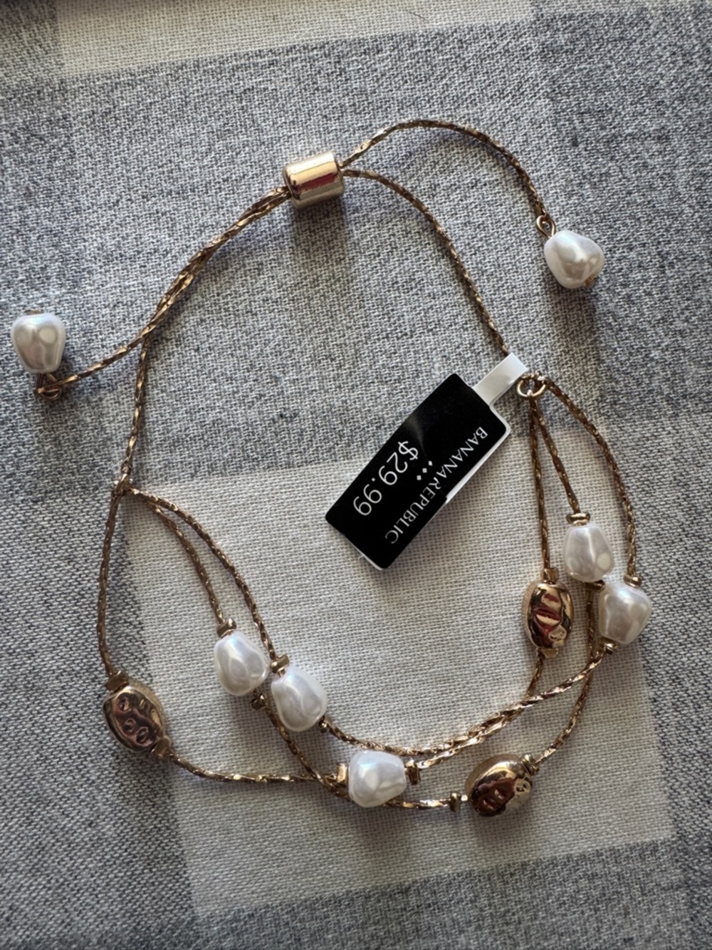 NWT-Banana Republic Gold Pearl-Accent Adjustable Bracelet